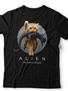Camiseta unisex de versión corta con gráfico divertido A-l Lien de 2026 para amantes del terror y ciencia ficción divertida - Imagen 1 de 12 - Negro - Ver 1