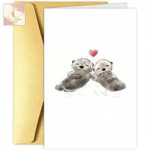 بطاقة واحدة بتصميم Otterly Adorable، بطاقة زفاف للأزواج، لعيد الحب والخطوبة والزفاف والذكرى السنوية، مع حجر كريم صناعي - مقاس واحد يناسب الجميع - مشاهدة 1