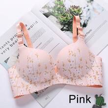 Sujetador sin aros de acero para mujer, tipo push-up, sin costuras, con estampado floral, ropa interior sexy. - Flor blanca - Ver 16
