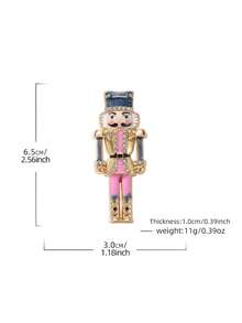 1pc Rhinestone Enamel Cartoon Nutcracker Soldier Brooch, Cute Dreamy Style, Daily Outfit Accessory, Suitable For Holiday / Vintage Style Matching - Multicolor - View 5