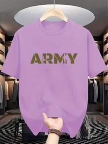 2025 Men'S Summer Fashion Casual Versatile Easy Letter Print Soft Comfortable Round Neck T-Shirt - 白色 - 查看 8