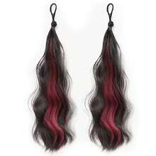 2pcs Dopamine Self-Curling Hair Rollers With Colorful Highlights, Suitable For Long Straight Synthetic Ponytail Hairstyles - 彩色 - 查看 11