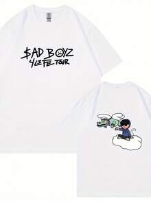 Camiseta de moda Harajuku Summer Singerjunior H Sad Boy para hombre y mujer, informal, versátil, de manga corta. - Negro - Ver 9