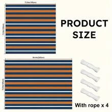 1pc Blue & Orange Striped Nautical Style Large Sun Shade Canopy, UV Protection, Sturdy & Durable, Easy Installation, Suitable For Beach, Garden, Patio, Includes Rope - Multicolor - View 2