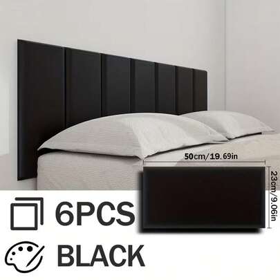 6 piezas de paneles de pared para cabecera 3D engrosados, papel tapiz de marco tatami, 50.04cm X 22.86cm, autoadhesivos, fácil instalación, adecuados para: dormitorio, sala de estar, acolchado de pared suave anti-colisión, almohadilla de protección para cabecera