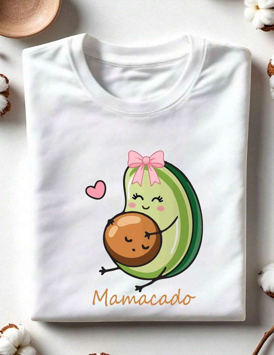 Unisex Size. Mamacado Avocado T-Shirt, Funny Gift For Mom, Cute New Mom T-Shirt, Baby Shower Outfit, Mother's Day T-Shirt, Baby Announcement T-Shirt - 白色 - 查看 1
