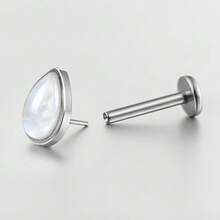 1 buah Anting Tindik Bibir/Hidung Bentuk Tetesan Air Mata dari Baja Titanium ASTM F136 dengan Bagian Belakang Datar, Cocok untuk Tindik Medusa/Tulang Rawan/Conch/Helix - Tanpa ulir - View 8