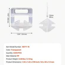 [Father's Day]Tile Leveling System Clips, 2200PCS 1/16 (1.5mm) Tile Installation Tools, Floor Tiles Accessories, Floor & Wall Spacer Hand Tools Masonry Projects - [2200PCS] 1/16" 1.5mm - View 2