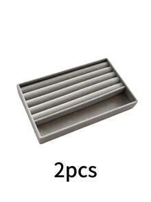 8pcs Grey Jewelry Display Storage Tray Set, Velvet Jewelry Display Tray, Suitable For Storing Earrings, Studs, Necklaces, Rings, Bracelets, Watches, Lipsticks, Perfumes, Cosmetics, Etc., Ideal For Use In Bathroom, Bedroom, Vanity, Multiple Styles Available, Perfect Gift - Multicolor - View 9