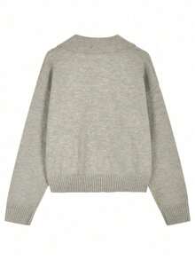 YCYC Korean Style Slouchy Soft Knit Round Neck Pullover Sweater Tops For Women - Grey - View 7