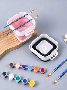 Mini Foldable Paint Brush Cleaning Bucket, Small Portable Handheld Brush Washer, Suitable For Art Students Painting - Multicolor - View 2