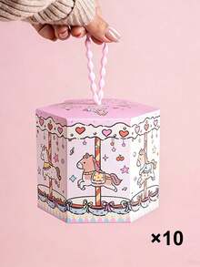 10pcs Creative Carousel Theme Wedding Favor Gift Boxes, Suitable For Newlyweds, New Parents And Party Planners; Perfect For Packaging Wedding Favors, Full Moon Celebration, First Birthday And Other Birthday Gifts - Multicolor - View 18