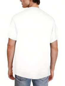 Camiseta de manga corta para hombre, con cuello redondo, estampado, versátil y novedosa, para la moda de verano. - Negro - Ver 6