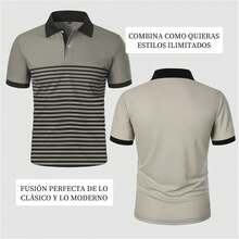Camisa Polo Hombre, Camisa Tipo Polo Hombre, Cómodo y Transpirable, Rayas con Cuello en V, 3 Botones, Playeras Polo Hombre, Adecuado para Negocios - Morado - Ver 5
