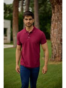 Alfani Paq 3 Playeras Polo para Hombre Manga Corta 100% Algodón - Vino/Marino Jaspe/Negro Jaspe - Ver 3