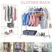Ultimate Heavy Duty Metal Double Clothes Rail Storage Rack: A Stylish Solution For Hanging Garments, Shoes, Hats & Bags! - White - View 8