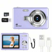 Cámara de video digital de bolsillo con zoom 16X, detección facial, enfoque automático, 4K, pantalla de 2.4" y recargable de 50MP - Ver 18