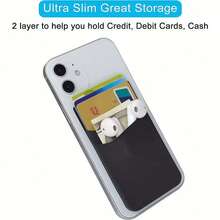 1pc Silicone Adhesive Card Holder, Universal Wallet Credit Card Sleeve Compatible With Most Smartphones - Multicolor - View 6
