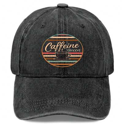 Gorra de béisbol vintage para hombre con parche de café - Gorra de papá ajustable y ligera, de poliéster transpirable, moda casual de calle y fiesta para uso diario, tela con textura lavada, gorra de béisbol