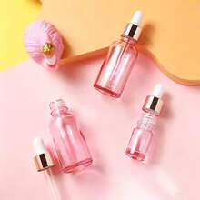 5pcs Pink Transparent Dropper Essential Oil Bottle Set, Summer Skincare Aromatherapy Liquid Dispensing Storage Tool, Pink And White Color Block Press Dropper For Precise Liquid Extraction And Single-Use Portion Control, Transparent Pale Pink Bottle Body For Easy Visual Monitoring Of Remaining Liquid Volume - Pink - View 7