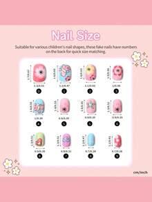 10 Grids 120Pcs Short Square Kids Nail Salon Fake Nails For Girls Cute Butterfly Flower False Nail Kawaii Cartoon Full Cover Manicure Nail Tips Chlidren Christmas Birthday Gift - Multicolor - View 9