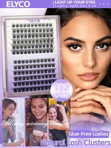 ELYCO 144 Clusters/132 Clusters Glue-Free Segmented Fluffy Eyelashes, Gentle Skin-Friendly, Time-Saving And Effort-Saving, D Curl, 0.07mm Thickness, 8-16mm Mixed Length, DIY Eyelash Extensions, Dense And Voluminous With Defined Layers, Creating Full And Dimensional False Eyelash Look, Suitable For Daily Wear, Evening Parties And Various Important Occasions - D - View 10