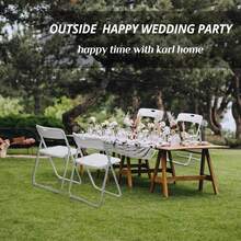 4 Pcs Folding Chair, 300LBS Lightweight Foldable Plastic Chair, Reinforced Metal Frame Easy To Fold & Store For Indoor & Outdoor, Wedding, Party, Meeting Room, Patio And Garden, White - White - View 6