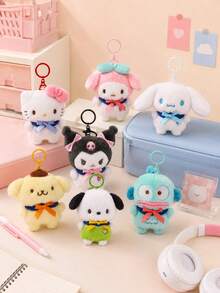 SANRIO 1個 8cm 毛絨包包吊飾，可愛 Hello Kitty/Cinnamoroll/My Melody/Kuromi 柔軟鑰匙圈，蓬鬆卡通吊飾，適合背包、帆布托特包、書包裝飾，可愛風格送給女孩與學生的禮物 - 彩色 - 查看 4