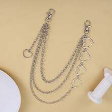 1PC Gold Star Pendant Multi-Layer Men's Pants Chain, Party Street Hip-Hop Outfit Accessory Personalized Metal Jeans Chain - Silver - View 3
