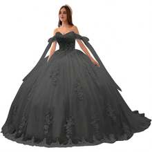 Vestidos de quinceañera de lujo con hombros descubiertos y apliques de encaje hinchado, vestido de baile precioso dulce 16 vestidos - Borgoña Deep - Ver 44