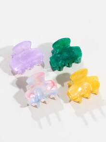 4pcs Fashionable Versatile Casual Acetate Mini Hair Claw Clips - Multicolor - View 8