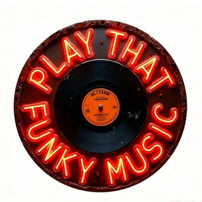 2D Flat Printed Acrylic Material Vintage Vinyl Record Sign - Retro Wall Art, Suitable For Home, Office, Bedroom Or Bathroom Decor - Vibrant Orange And White Design, Nostalgic 70s Style, Vintage Wall Decor | | Vibrant Neon Colors, Neon Sign For Wall Decor, Perfect For Room Decoration