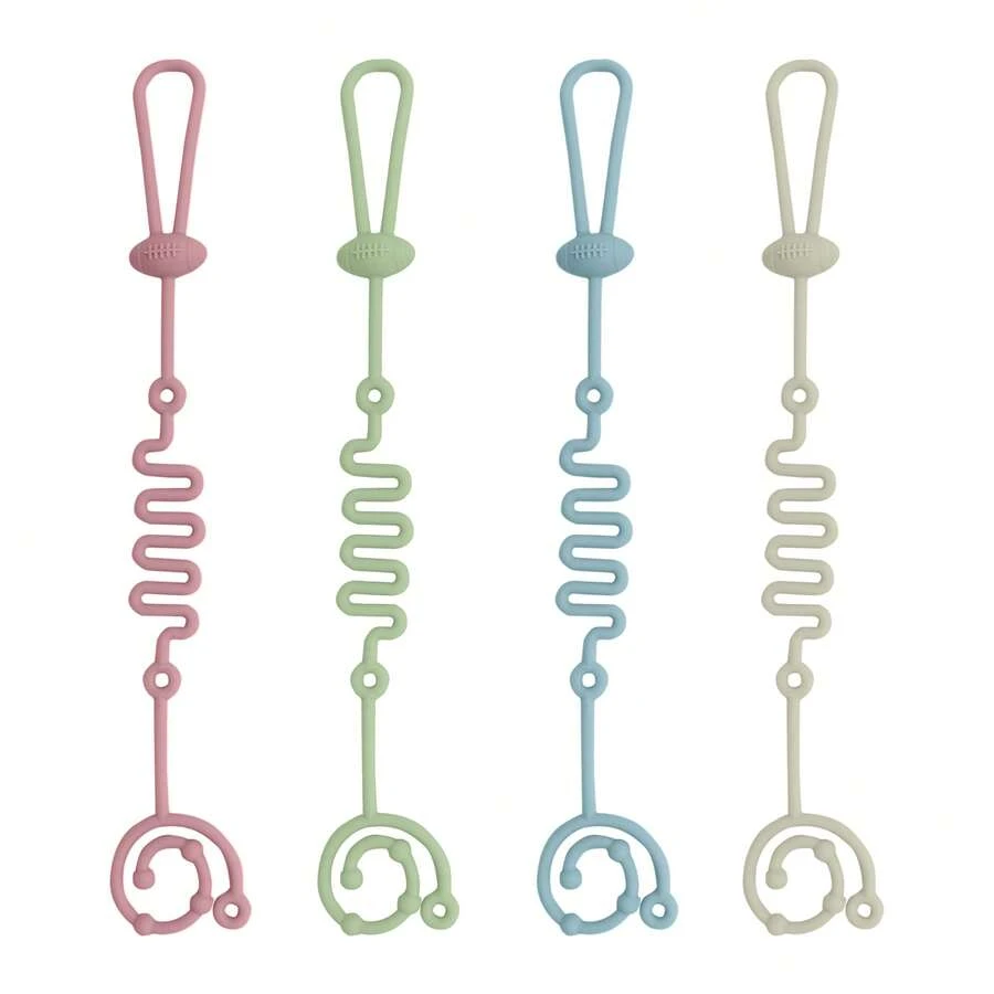 1pc Silicone Stroller & High Chair Hanging Chain With Rugby Design, Works For Bottles, Teethers And Toys, Anti-Lost, Durable And Easy To Clean - 1pc Rugby Ball - View 1