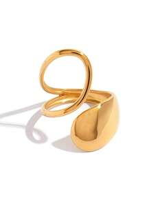 Fashion Metal Hollow Geometric Open Rings For Women Stainless Steel Gold Color Lines Spiral Adjustable Finger Ring Jewelry 2026 - Gold - View 9
