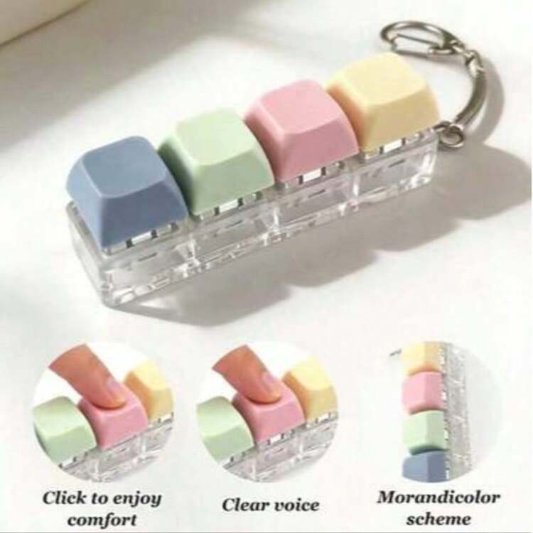 15pc Fidget Keyboard Keychain – Colorful Macaron Fidget Toy For Stress Relief, Eye-Catching Party Favor & Gift For Friends - one-size - View 1