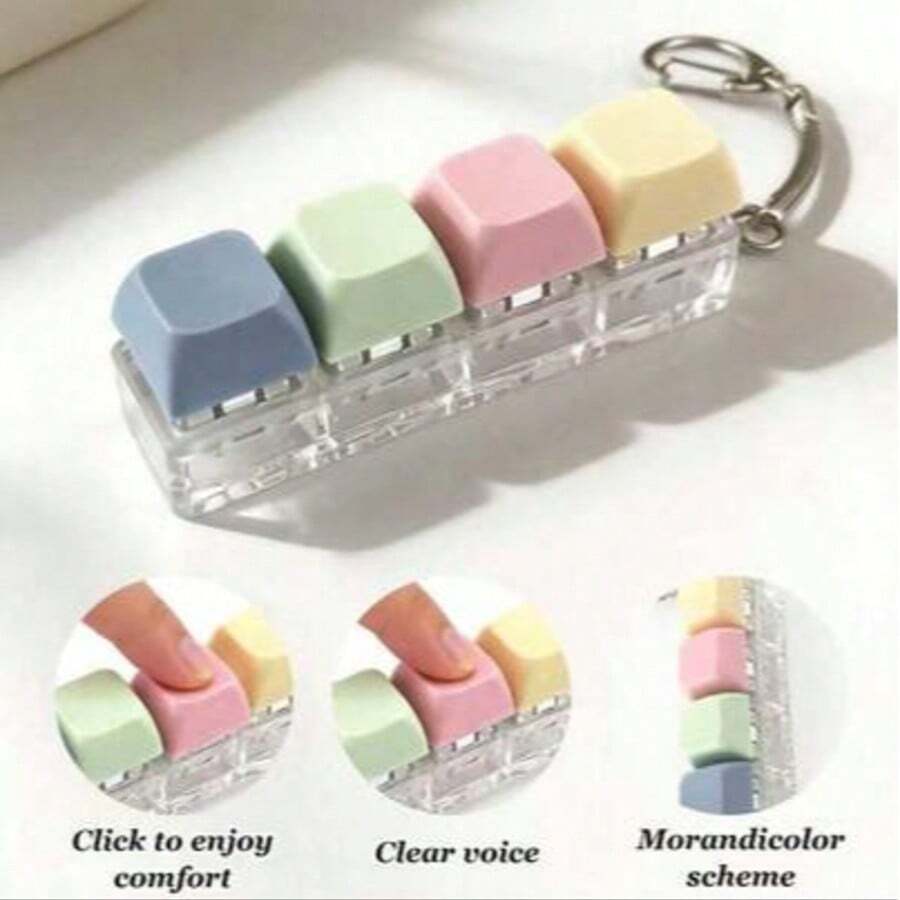 15pc Fidget Keyboard Keychain – Colorful Macaron Fidget Toy For Stress Relief, Eye-Catching Party Favor & Gift For Friends - one-size - View 1