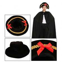 1件萬聖節海盜帽，加勒比海盜服裝道具，成人帽子附紅色繩繩，Captain Morgan帽子 - 3件套 - 查看 6