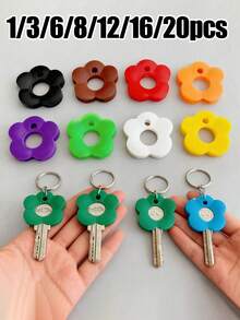 20/16/12/6/3/1pc Colorful Flower Keycaps (With Labels), Color Coded Keycap Covers, Suitable For Home/Office Keyboards; Soft Touch Keycap Covers With Identification Labels For Quick Key Identification; Fashionable And Easy To Install Key Organizer - Multicolor - View 2