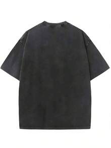 Washable And Sun-Dried Dog Print T-Shirt, High-Quality Vintage Batik Fashion Brand T-Shirt, Men's T-Shirt, Popular T-Shirt For Everyday Wear, Holiday Gift - 黑色 - 查看 2