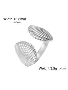 LIKGREAT 1pc Fashion Women's Stainless Steel Starfish Shell Open Ring, Unisex Minimalist Versatile Accessory, Niche Exquisite Daily Wear, Great Gift - Ocean Series - View 9