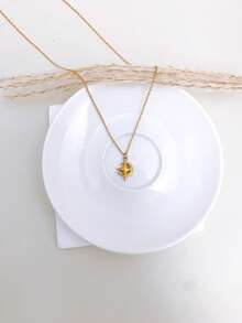 Stainless Steel Waterproof Fade-Resistant Vintage Cute Small Sun Moon Star Pattern Pendant Necklace Suitable For Women's Daily Wear - Gold - View 8