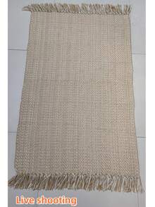 1pc Woven Tassel Rug, Brown Bohemian Rug, Soft Bedroom Living Room Dining Room Rug, Decorative Rug, Bedroom Decor, Small Rug, Rug, Home Decor, Living Room Rug, Living Room Small Rug, Bedroom Rug, Living Room Home Decor, Outdoor Rug, Washable Rug - Multicolor - View 8