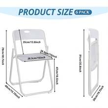 4 Pcs Folding Chair, 300LBS Lightweight Foldable Plastic Chair, Reinforced Metal Frame Easy To Fold & Store For Indoor & Outdoor, Wedding, Party, Meeting Room, Patio And Garden, White - White - View 7