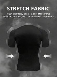 Men's Autumn Outdoor Casual Sports Minimalist Short Sleeve Top And Long Pants Set, Fashionable Daily Wear - Black - View 3