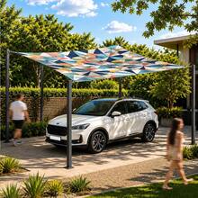 1pc Beach Umbrella Pattern Sunshade Canopy, Modern Style, Colorful, Large Size, UV Protection, Sturdy And Durable, Easy To Install, Suitable For Beach, Garden, Patio, Includes Rope - Multicolor - View 5