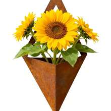 1pc Rusty Texture Triangle Rhombus Wall Hanging Planter, American Country Style Wall Decor Hanging Flower Bucket, Garden Entrance Greenery Fresh Flower Hanging Pot - Rust Brown - View 6