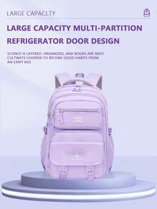 1pc Large Capacity Girls Backpack, Casual Fashion Backpack, 15.6 Inch Laptop Backpack, Girl's Shoulder Bag, School Backpack, With Luggage Strap, Outdoor Travel Bag, Suitable For Teenage Girls, School And Travel - Purple - View 2