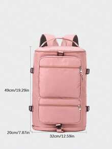 Large Capacity One Shoulder Minimalist Waterproof Double Backpack - Pink - View 5