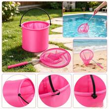 2pcs Summer Beach Fishing/Insect Catching Outdoor Set, Multi-Functional Folding Bucket With Stainless Steel Telescopic Fishing Net, Lightweight Portable Tools, Suitable For Fishing, Camping, Beach, Pool Cleaning, Yard Use, Catching Butterflies And Insects, Random Color - View 10