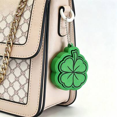 Four-Leaf Clover Stress Relief Clicker Keychain, Portable Pressing Click Sound Fidget Toy, Lucky Clover Shaped Anxiety Relief, Highly Attractive INS Style Bag Charm Key Chain, Stress Relief Gadget For Students And Office Workers
